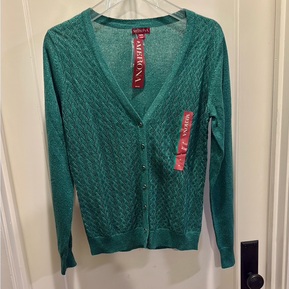 Sparkly Green Cardigan Sweater